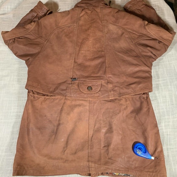 New Fast Leather Mid Length Light Brown Jacket Unisex Vintage 42 Plz See Pics - Picture 5 of 12